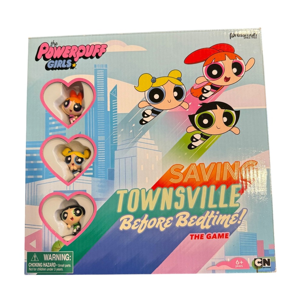 Pressman Powerpuff Girls Board Game Kids Saving Townsville 2016 Complete